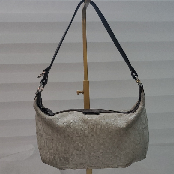 Salvatore Ferragamo Silver and Brown Mini Shoulder Bag Salvatore Ferragamo Silver and Brown Mini Shoulder Bag